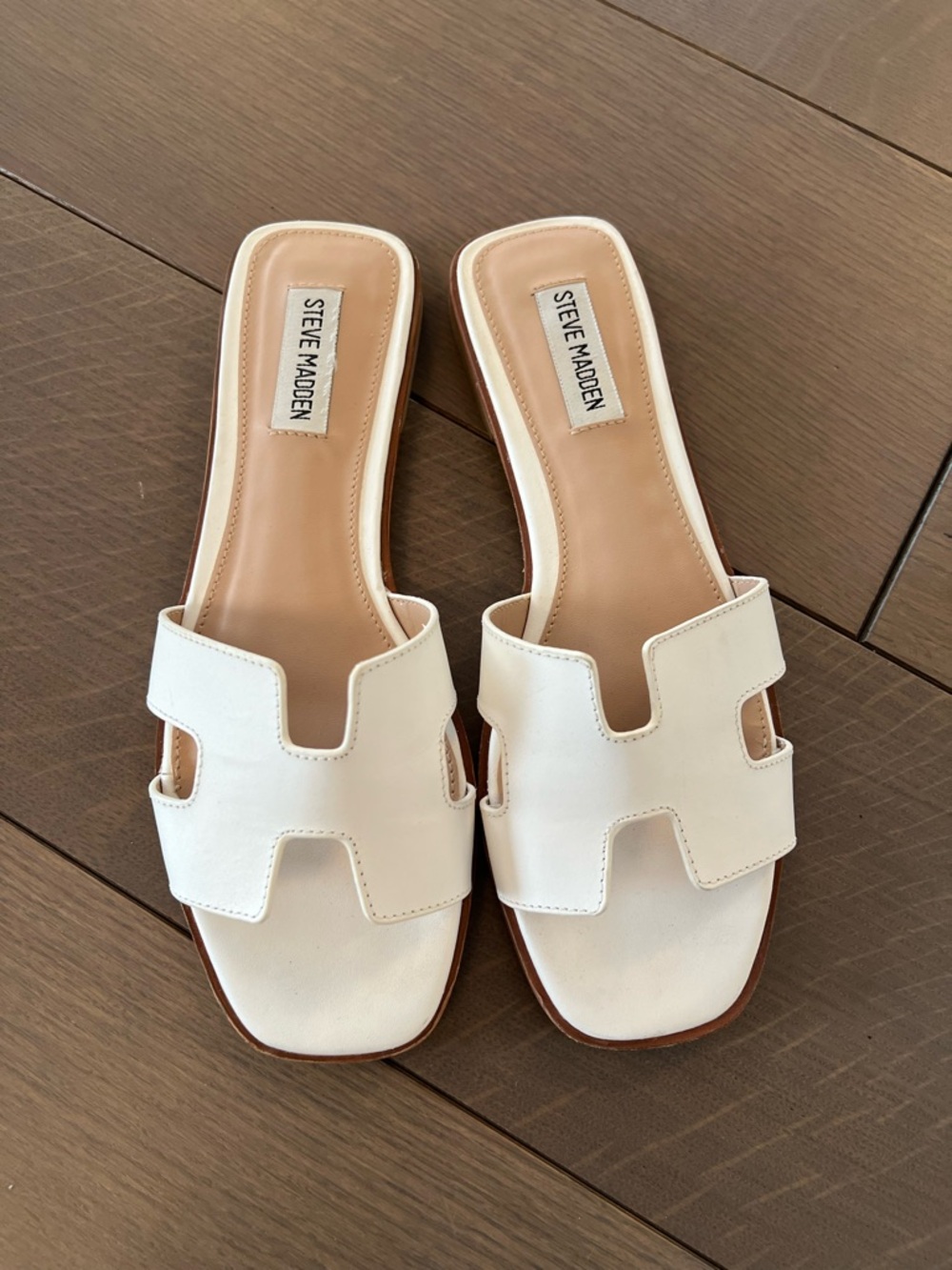 Steve Madden Cream Slide Mules with Cutout Upper